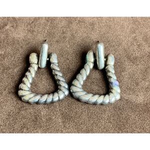 Vintage Silver-Tone Twist Door Knocker Hoop earrings, Unmarked